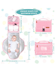 Almohadilla de Cambio de Pañales Portátil UBRAVOO Rosa 68.5x56 cm 2