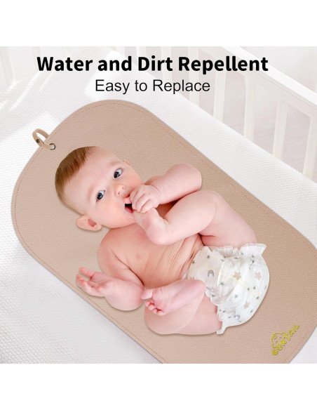 Manta Cambiadora de Pañales Portátil Beige - Cuero Sintético Impermeable 76x43cm Manta Cambiadora de Pañales Portátil Beige - Cuero Sintético Impermeable 76x43cm