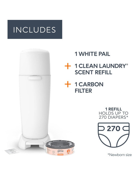 Pail Diaper Genie Complete Blanco con Control de Olores Pail Diaper Genie Complete Blanco con Control de Olores