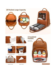 Mochila de Pañales ROSEGIN de Cuero Vegano Marrón 35L 2