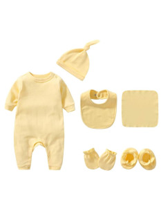 Conjunto 6 en 1 Bebé Algodón Orgánico Amarillo 0-3 Meses