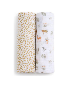 Manta Swaddle Muselina Algodón aden + anais 2 Piezas Safari