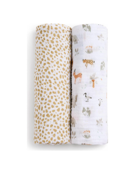 Manta Swaddle Muselina Algodón aden + anais 2 Piezas Safari Manta Swaddle Muselina Algodón aden + anais 2 Piezas Safari
