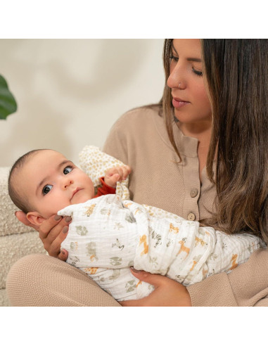 Manta Swaddle Muselina Algodón aden + anais 2 Piezas Safari