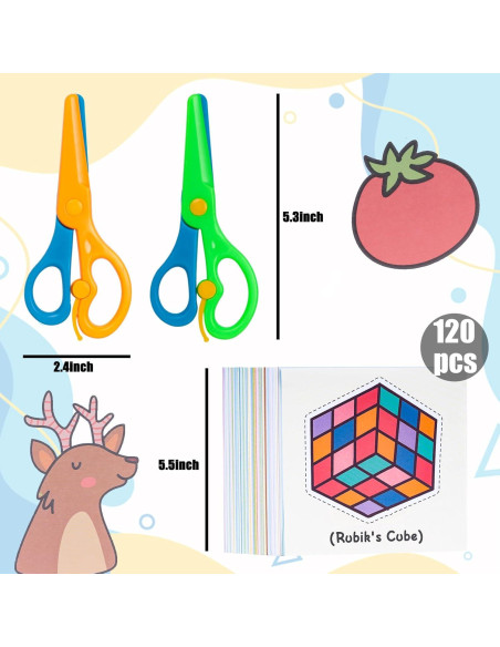 Kit de Tijeras de Seguridad para Niños Koogel - 2 PARES + 120 Hojas Kit de Tijeras de Seguridad para Niños Koogel - 2 PARES + 120 Hojas