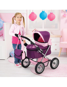 Carrito de Muñecas Bayer Design Morado y Rosa Ajustable 46 cm 2