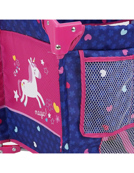 Cuna de Muñeca 509 Unicornio Plegable con Dosel Ajustable Cuna de Muñeca 509 Unicornio Plegable con Dosel Ajustable
