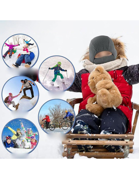 Máscara Balaclava Térmica GSHLLO para Niños - Forro Polar Negro Máscara Balaclava Térmica GSHLLO para Niños - Forro Polar Negro