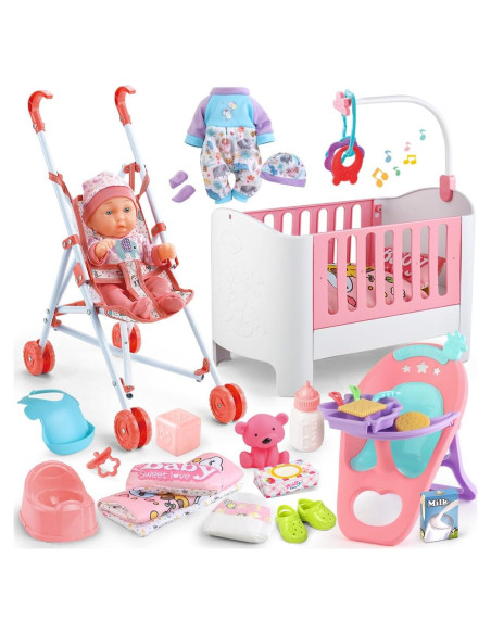 Juego de Accesorios para Cuna de Muñeca YIYBM - 24 Piezas Juego de Accesorios para Cuna de Muñeca YIYBM - 24 Piezas