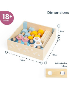 Juego de Tuercas y Tornillos de Madera Bigjigs Toys - 20 Piezas Ecológicas 2