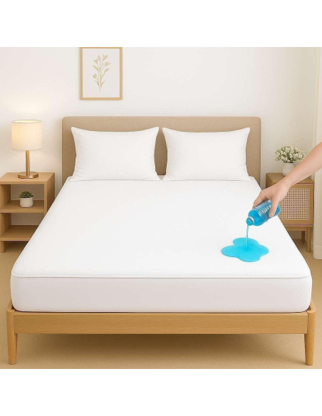 Protector de Colchón Impermeable NON Sticky Algodón Terry RV King Protector de Colchón Impermeable NON Sticky Algodón Terry RV King