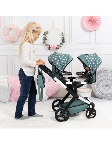Cochecito para Muñecas Gemelas Bayer Pram Xeo Twin 46 cm