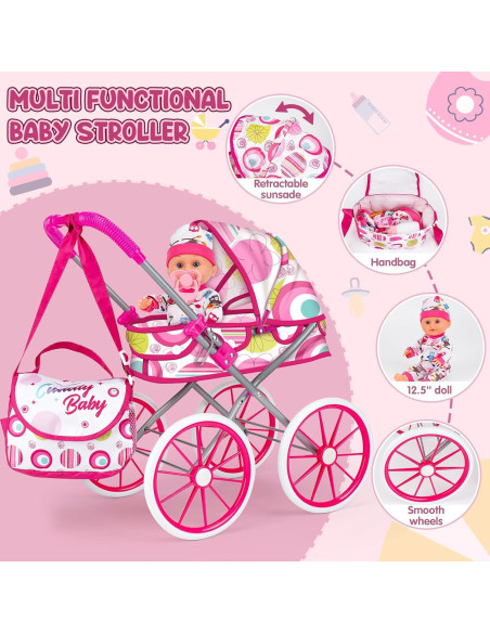 Juego de Carrito de Muñeca Dreamon con Muñeca 31.75 cm Juego de Carrito de Muñeca Dreamon con Muñeca 31.75 cm