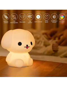 Luz Nocturna LED ShaArkMango para Niños, Regulable y Recargable 2
