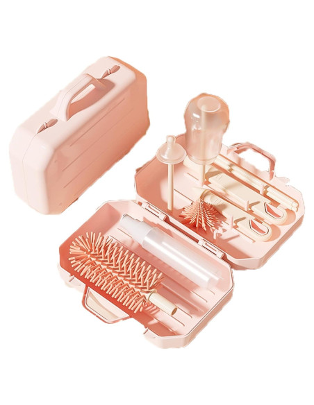 Juego de Cepillos de Botella PandaEar Rosa - 6 en 1 Portátil Juego de Cepillos de Botella PandaEar Rosa - 6 en 1 Portátil