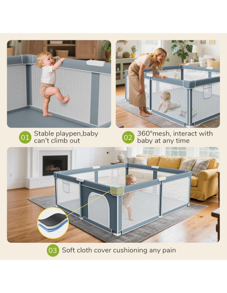 Parque Infantil Plegable OMZER 180x200 cm Resistente con Malla Parque Infantil Plegable OMZER 180x200 cm Resistente con Malla