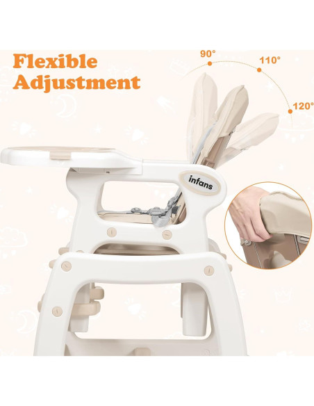 Silla Alta Multifuncional INFANS 5 en 1 Beige para Bebés Silla Alta Multifuncional INFANS 5 en 1 Beige para Bebés
