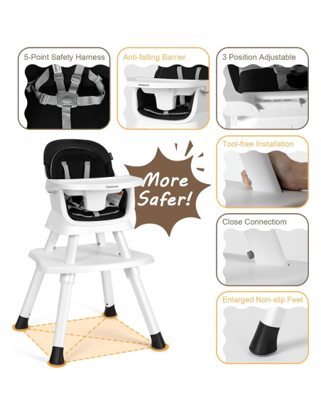 Silla Alta Multifuncional Cowiewie 8 en 1 para Bebés - Negro Silla Alta Multifuncional Cowiewie 8 en 1 para Bebés - Negro