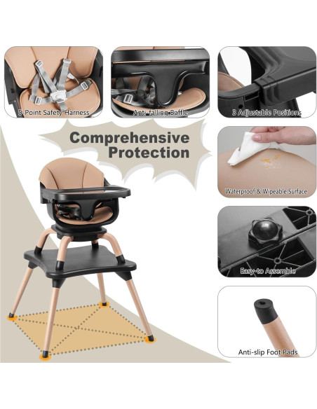 Silla Alta 7 en 1 Komcot para Bebés y Niños - Negro Silla Alta 7 en 1 Komcot para Bebés y Niños - Negro