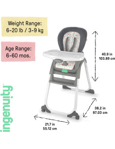 Silla Alta Ingenuity Full Course 6-en-1 Milly - 6 Modos, 22.68 kg 2
