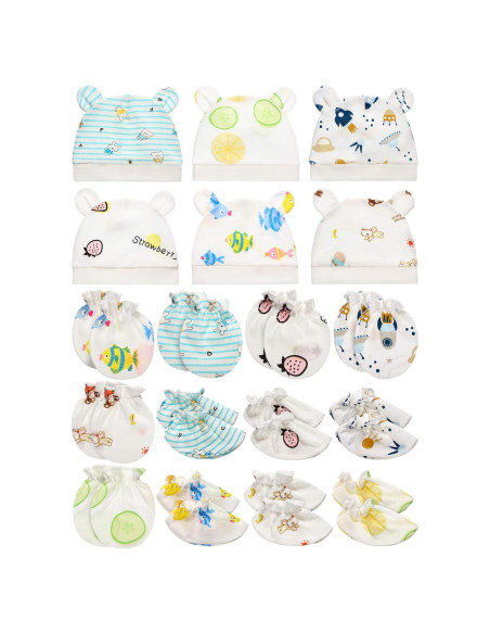 Conjunto Geyoga 18 Piezas: Gorro, Manoplas y Calcetines Bebé 0-6 Meses Conjunto Geyoga 18 Piezas: Gorro, Manoplas y Calcetines Bebé 0-6 Meses