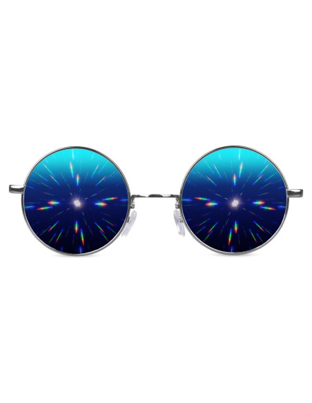 Gafas de Difracción GloFX Montura Redonda Espejo Azul 3D Gafas de Difracción GloFX Montura Redonda Espejo Azul 3D