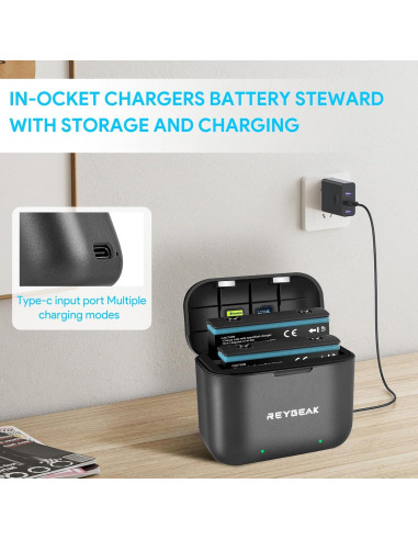 Cargador REYGEAK para 2 Baterías Insta360 X3 1800mAh