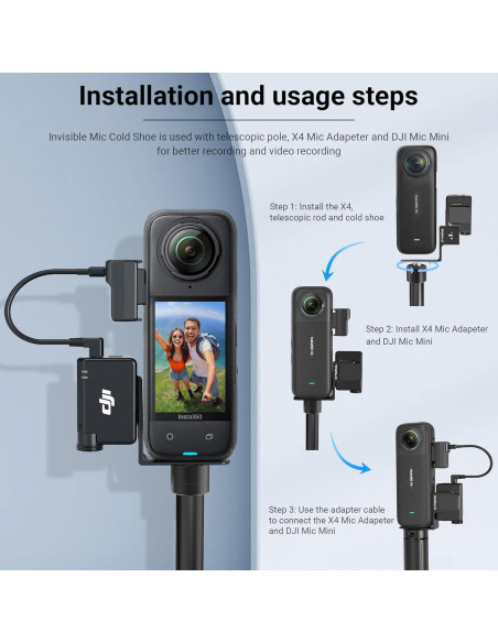 Soporte Mini Mic Invisible CYNOVA para Insta360 X4/X3 Soporte Mini Mic Invisible CYNOVA para Insta360 X4/X3