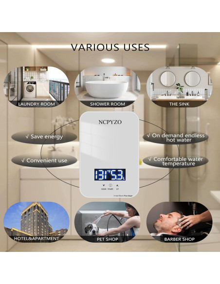 Calentador de Agua Eléctrico Instantáneo NCPYZO 6500W 240V Calentador de Agua Eléctrico Instantáneo NCPYZO 6500W 240V