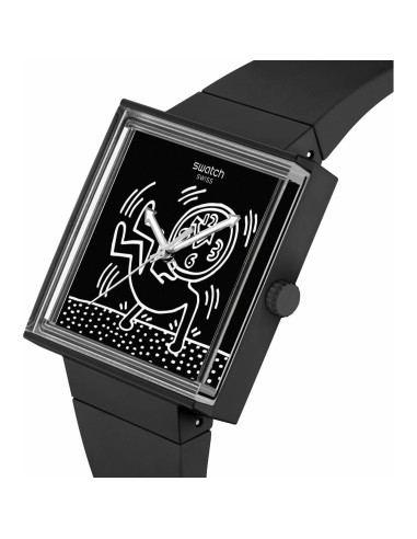 Reloj Swatch Bioceramic Cuadrado Negro 41.8mm Impermeable