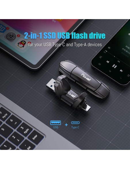 Unidad Flash SSD Externa Fikwot FU386 256GB USB 3.2 Tipo C Unidad Flash SSD Externa Fikwot FU386 256GB USB 3.2 Tipo C