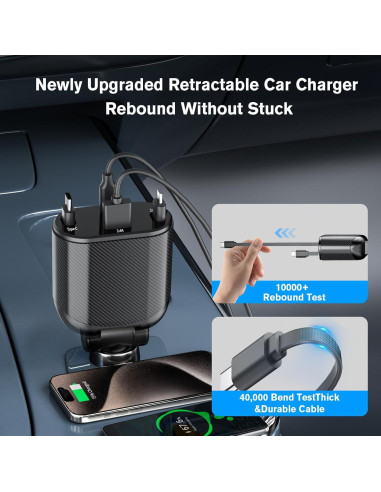 Cargador de Coche Retráctil 4 en 1 Magjieyx 62W Carga Rápida