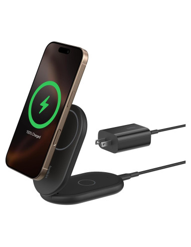 Cargador Inalámbrico Plegable Belkin 15W Qi2 MagSafe Negro
