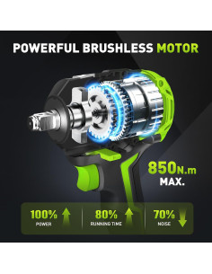 Llave de Impacto Inalámbrica WorkBless 1/2" 850Nm 3 Velocidades 2