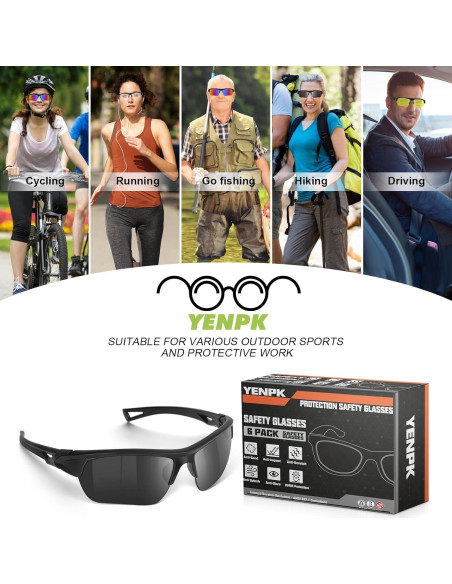 Paquete de 6 Gafas de Seguridad YENPK UV ANSI Z87.1 Resistentes Paquete de 6 Gafas de Seguridad YENPK UV ANSI Z87.1 Resistentes