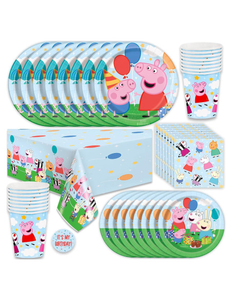 Kit Fiesta Cumpleaños Peppa Pig para 16 Invitados Kit Fiesta Cumpleaños Peppa Pig para 16 Invitados