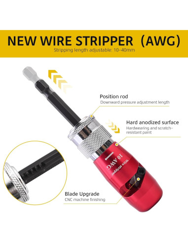 Destripador de Cables CuzConven 8 en 1 para Taladro 6-14 AWG