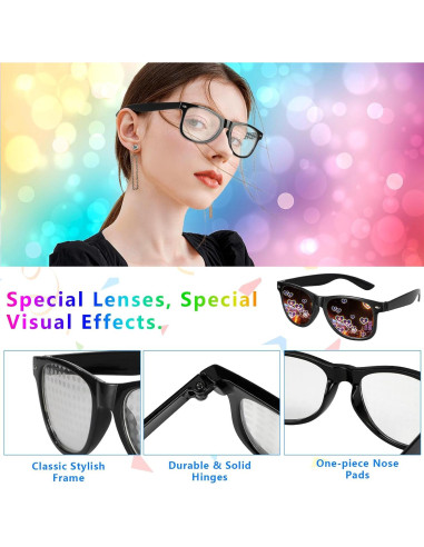 3 Pairs Gafas de Difracción HIFOT Efecto Arcoíris y Corazones