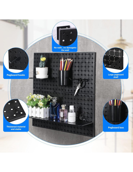 Kit Organizador de Pared Yookeer 44 Piezas Tablero Perforado Kit Organizador de Pared Yookeer 44 Piezas Tablero Perforado