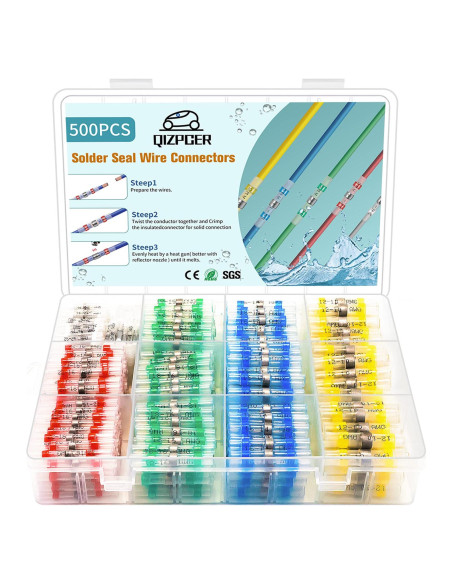 Kit de 500 Conectores de Cable Térmicos Impermeables Qizpcer Kit de 500 Conectores de Cable Térmicos Impermeables Qizpcer