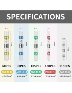 Kit de 500 Conectores de Cable Térmicos Impermeables Qizpcer 2