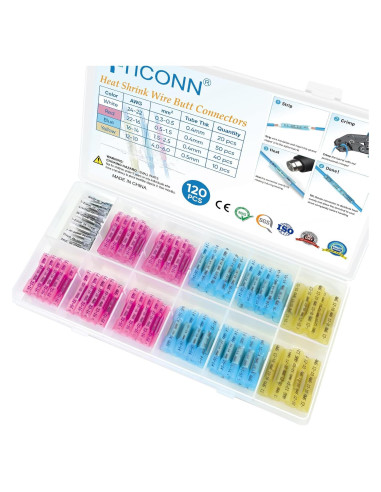 Kit de Conectores Térmicos TICONN 120PCS AWG 24-10 Aislados