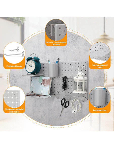 Kit Organizador de Paneles de Pegboard Chunful 58 Piezas Gris Kit Organizador de Paneles de Pegboard Chunful 58 Piezas Gris