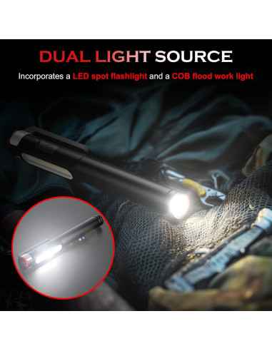 Linterna de bolígrafo recargable Lightbeoneus 800 lúmenes COB