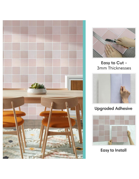 Azulejos de Pared Autoadhesivos Commomy Rosa Mate 30x30 cm 10 Pcs Azulejos de Pared Autoadhesivos Commomy Rosa Mate 30x30 cm 10 Pcs