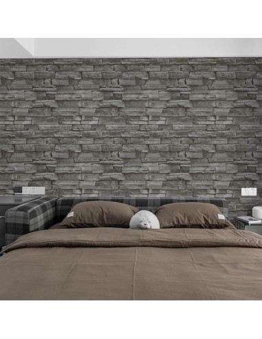Papel Tapiz Autoadhesivo Ladrillo Piedra Gris Abyssaly 45x1000cm