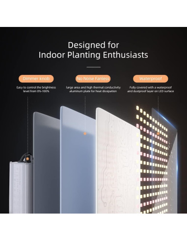 Luz de Cultivo LED IMVSINCERE 100W Espectro Completo para Plantas