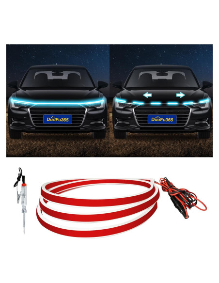 Tira LED de Capó DUOFU365 70 Pulgadas Azul Hielo Impermeable Tira LED de Capó DUOFU365 70 Pulgadas Azul Hielo Impermeable