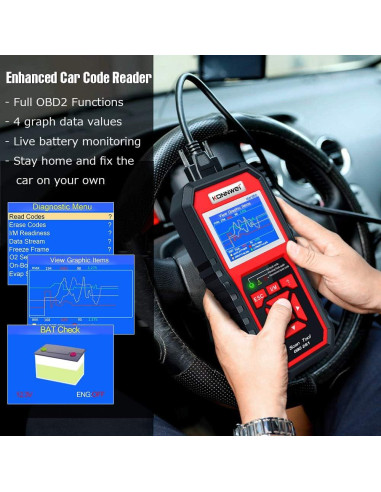 Escáner OBD2 KONNWEI KW850 Profesional para Autos 12V