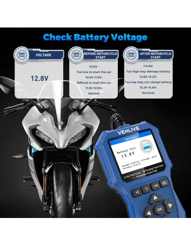 Escáner OBD2 para Motocicleta VEHLIVE V880 MOTO 2025